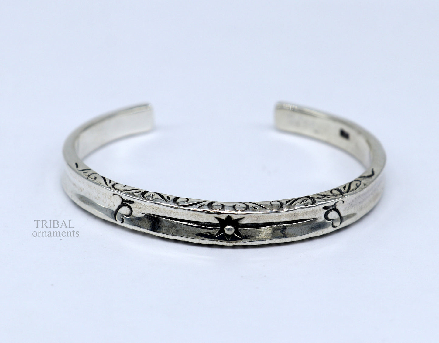 925 sterling silver handmade exclusive vintage design cuff bracelet bangle kada, best unisex stylish fancy gifting jewelry cuff119 - TRIBAL ORNAMENTS