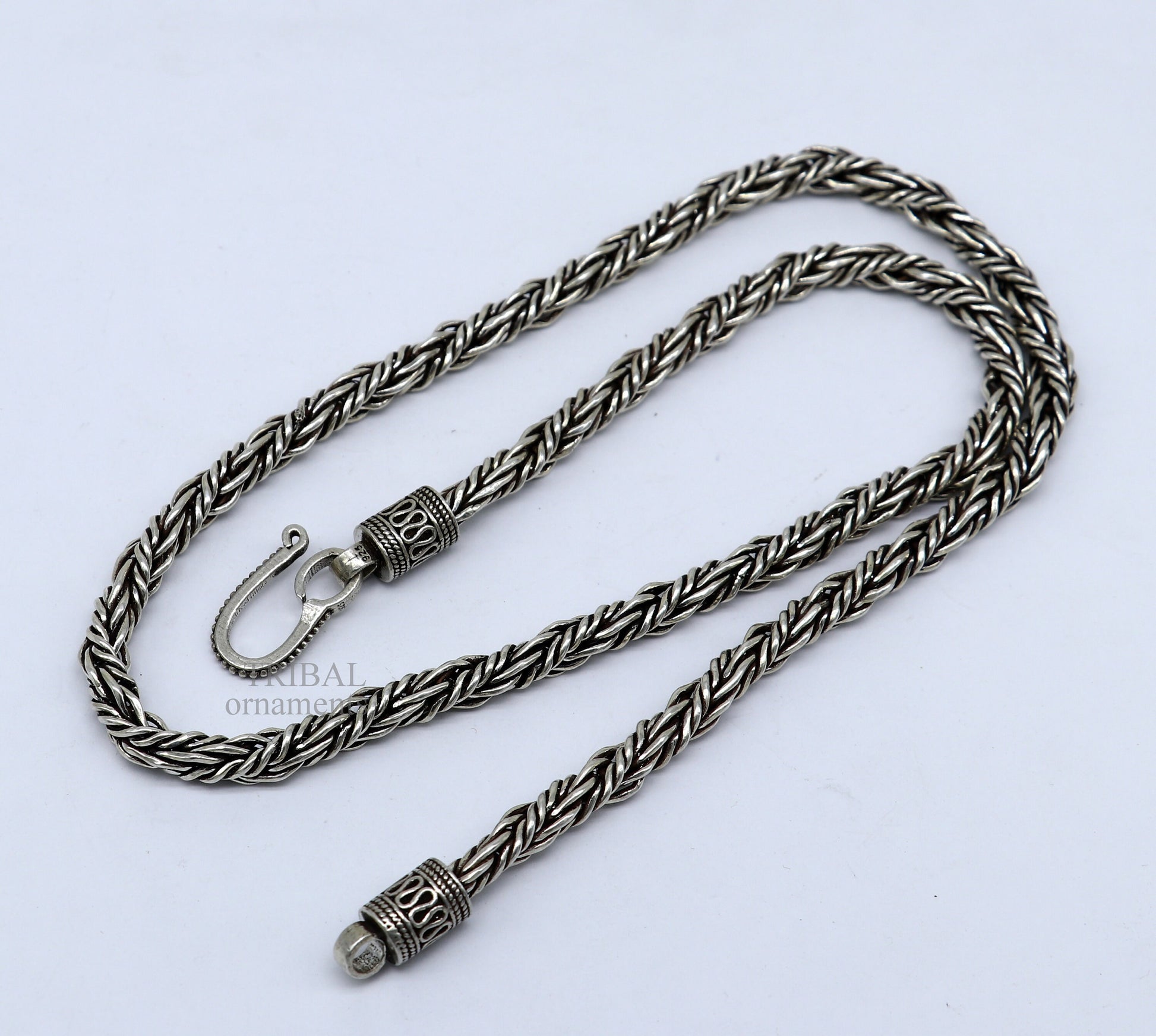 22 inches solid 925 sterling silver handmade rope chain, necklace chain, customized silver chain trendy gift ethnic jewelry ch146 - TRIBAL ORNAMENTS