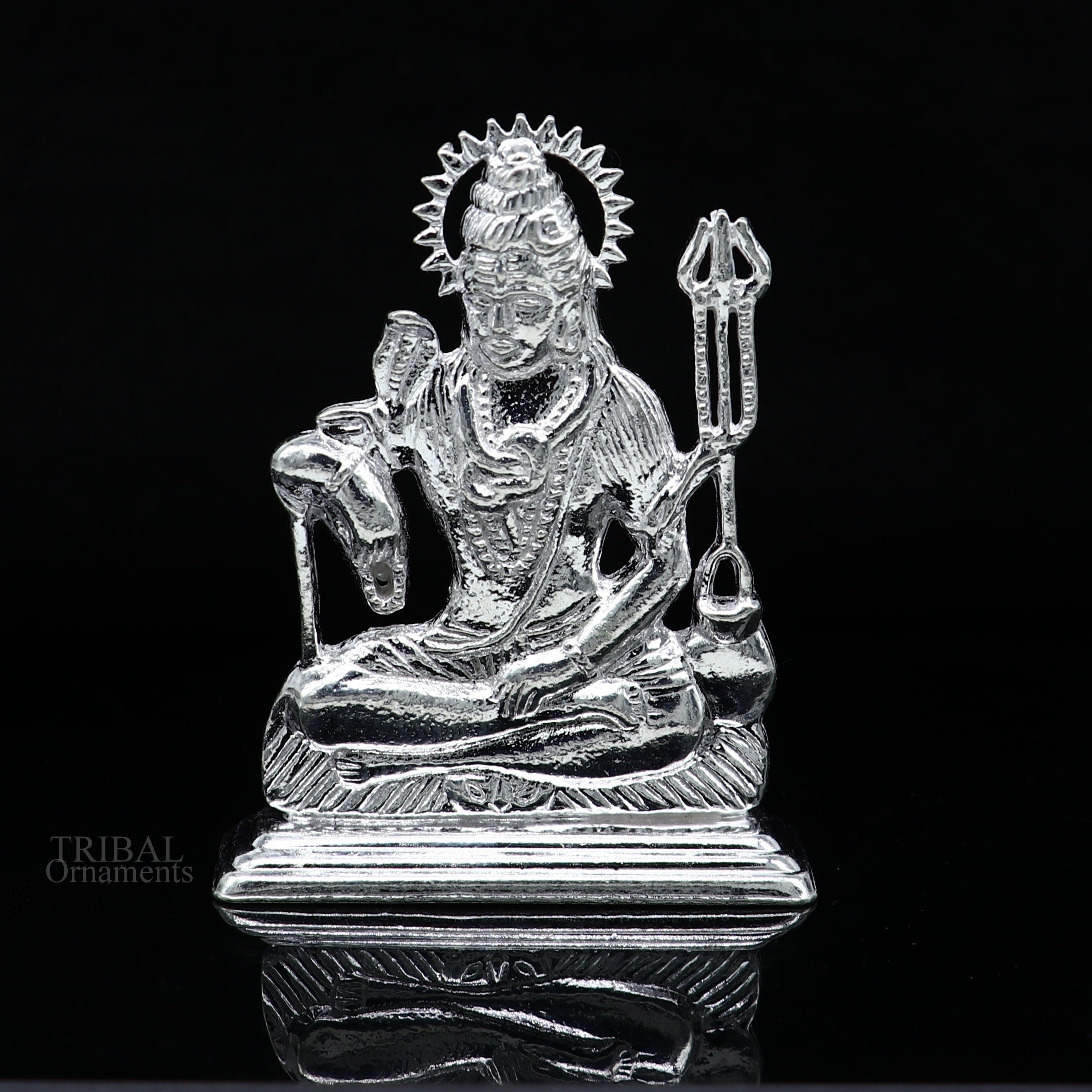 925 Sterling silver handmade high quality small Lord shiva / mahadev statue puja article figurine, fabulous divine Hindu idols silver puja articles art18