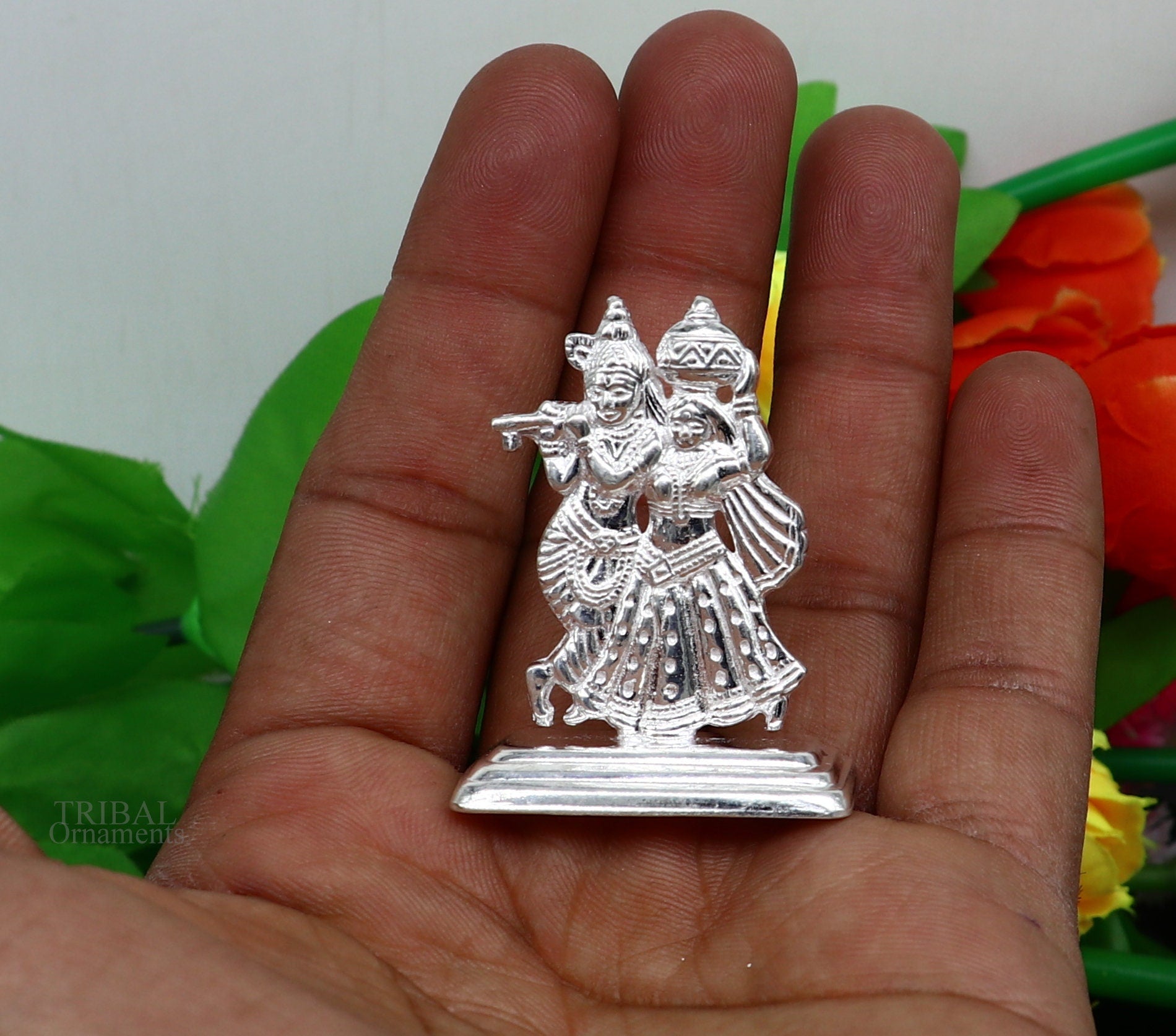 Hindu idol Radha krishna tiny statue, amazing Rasleela dancing krishna and Radha, lord krishna figurine, love article to gift her art491 - TRIBAL ORNAMENTS