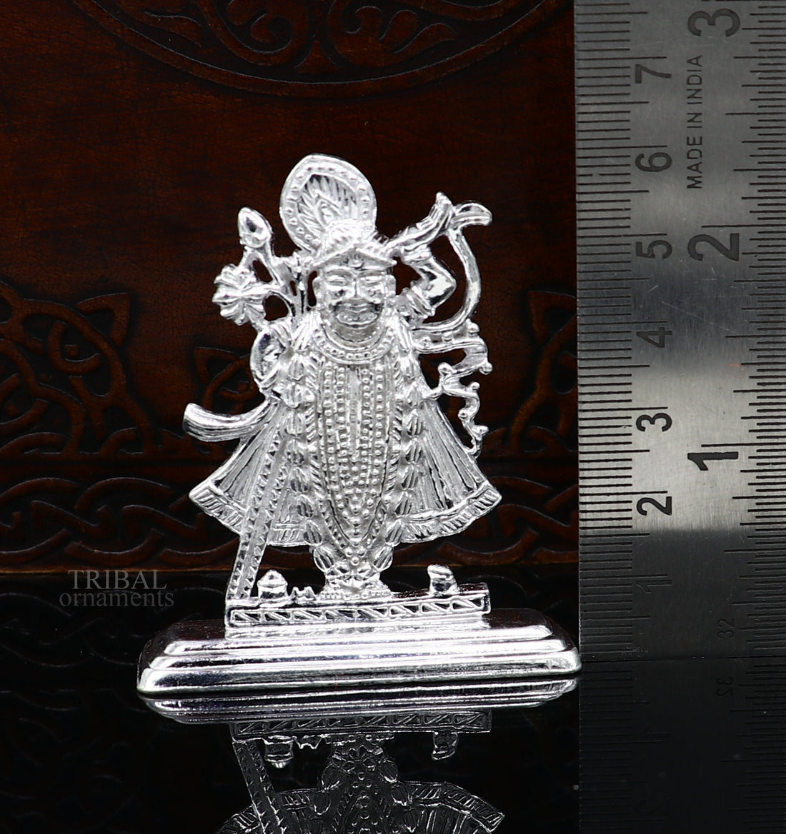 Divine lord krishna narayan avtar shri Nathji statue figurine solid silver article, best gift for decor your car front for blessing art472 - TRIBAL ORNAMENTS