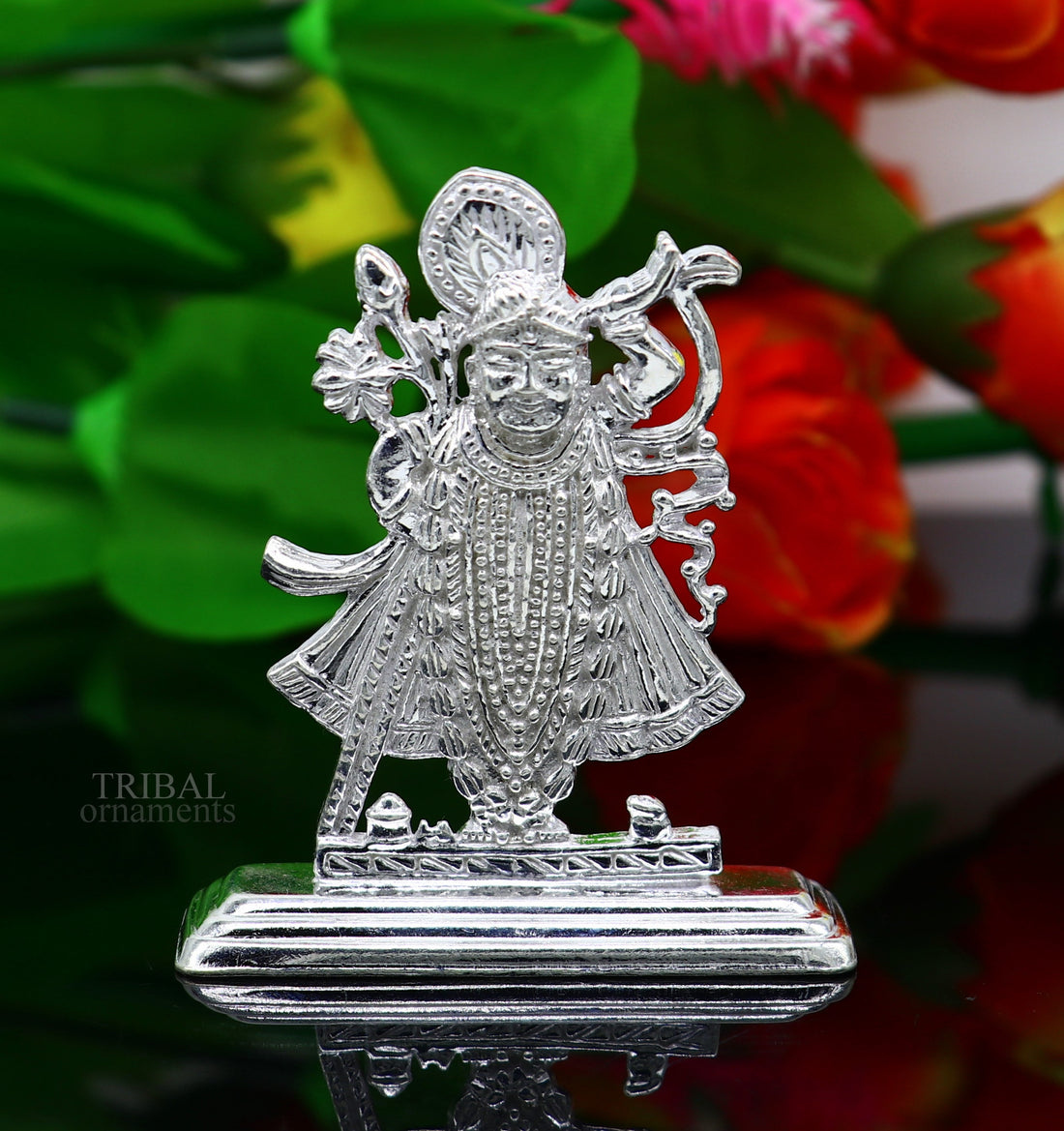 Divine lord krishna narayan avtar shri Nathji statue figurine solid silver article, best gift for decor your car front for blessing art472 - TRIBAL ORNAMENTS