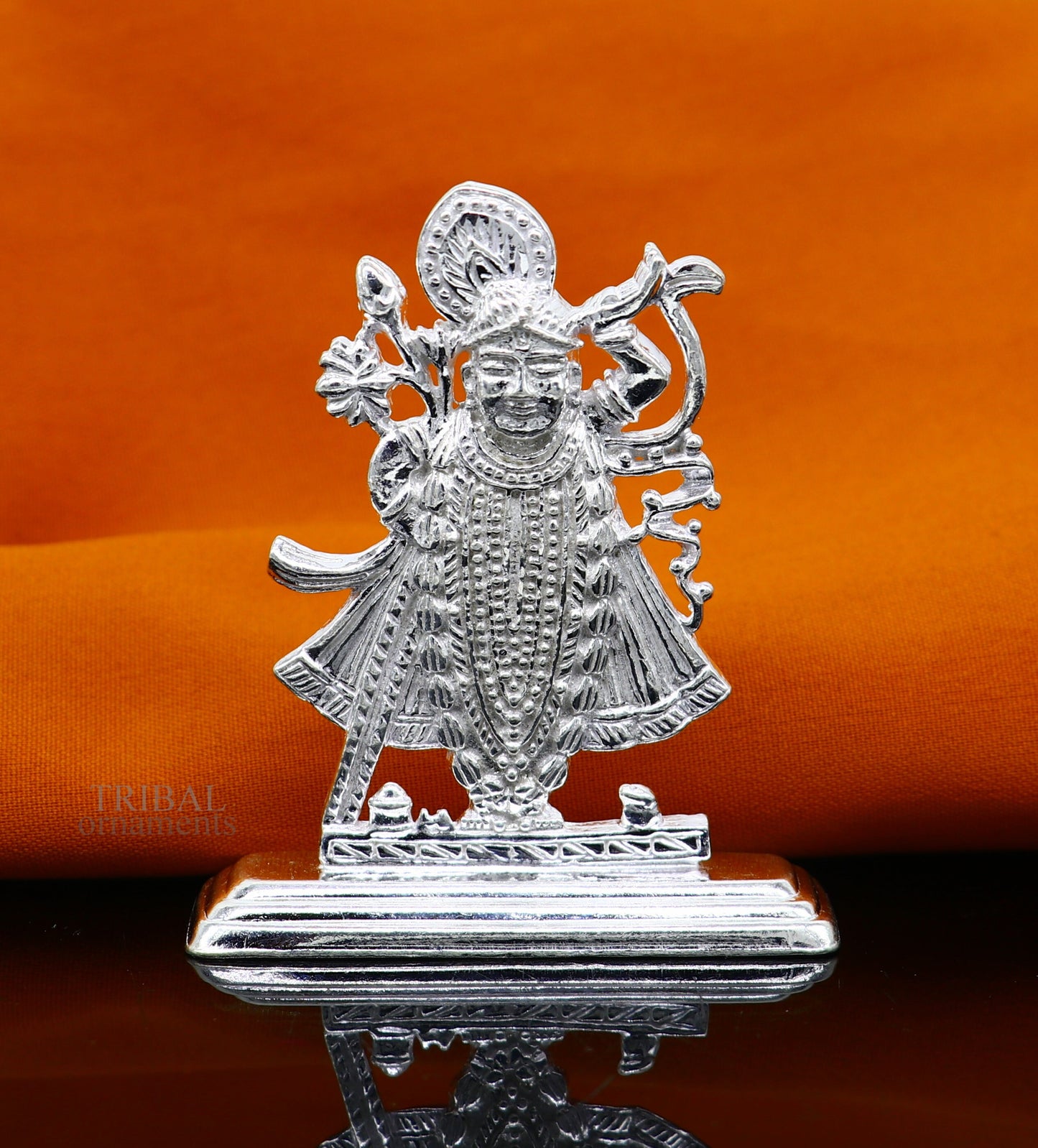 Divine lord krishna narayan avtar shri Nathji statue figurine solid silver article, best gift for decor your car front for blessing art472 - TRIBAL ORNAMENTS