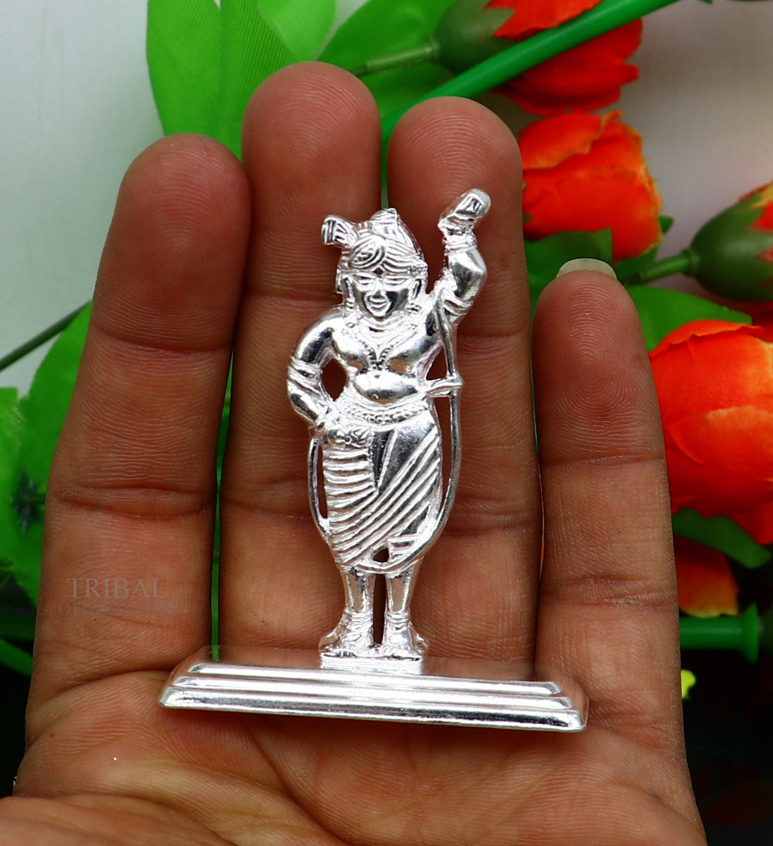 Silver lord krishna narayan avtar shri Nathji statue figurine, solid silver article, best gift for décor your car front for blessing art455 - TRIBAL ORNAMENTS