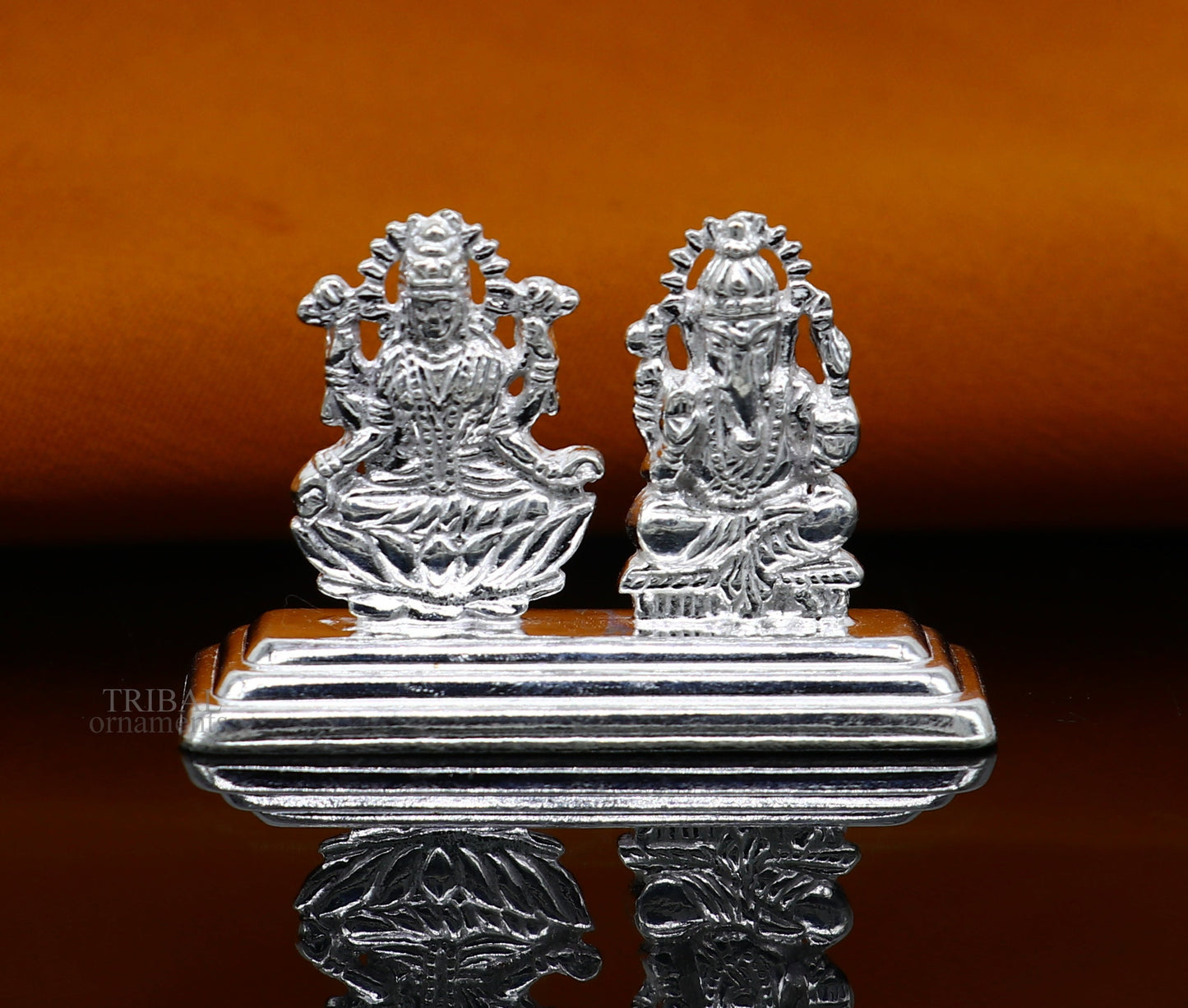 Solid Sterling silver handmade customized Hindu idols Laxmi and Ganesha statue, puja article figurine, home décor Diwali puja gift art456 - TRIBAL ORNAMENTS