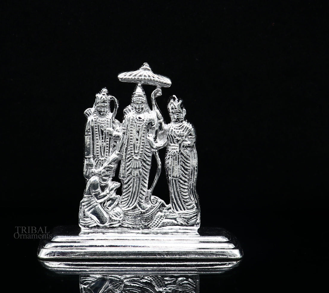 Sterling silver handmade Divine Hindu god Rama Laxman seeta and Hanuman blessing Statue, Ram Darbar Divine figurine puja article art464 - TRIBAL ORNAMENTS