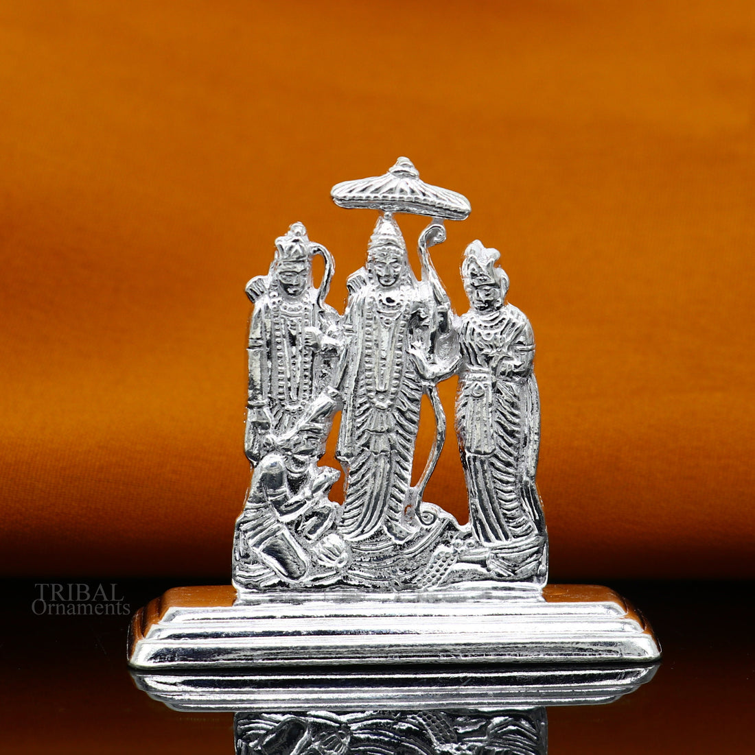 Sterling silver handmade Divine Hindu god Rama Laxman seeta and Hanuman blessing Statue, Ram Darbar Divine figurine puja article art464 - TRIBAL ORNAMENTS