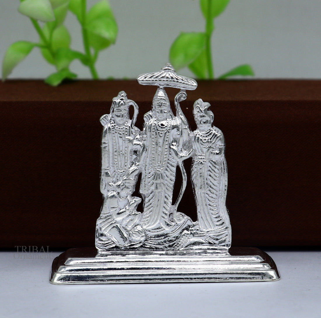 Sterling silver handmade Divine Hindu god Rama Laxman seeta and Hanuman blessing Statue, Ram Darbar Divine figurine puja article art464 - TRIBAL ORNAMENTS