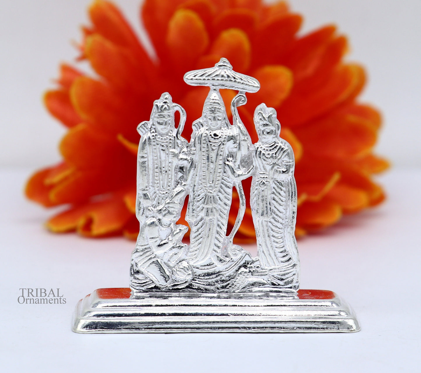 Sterling silver handmade Divine Hindu god Rama Laxman seeta and Hanuman blessing Statue, Ram Darbar Divine figurine puja article art464 - TRIBAL ORNAMENTS