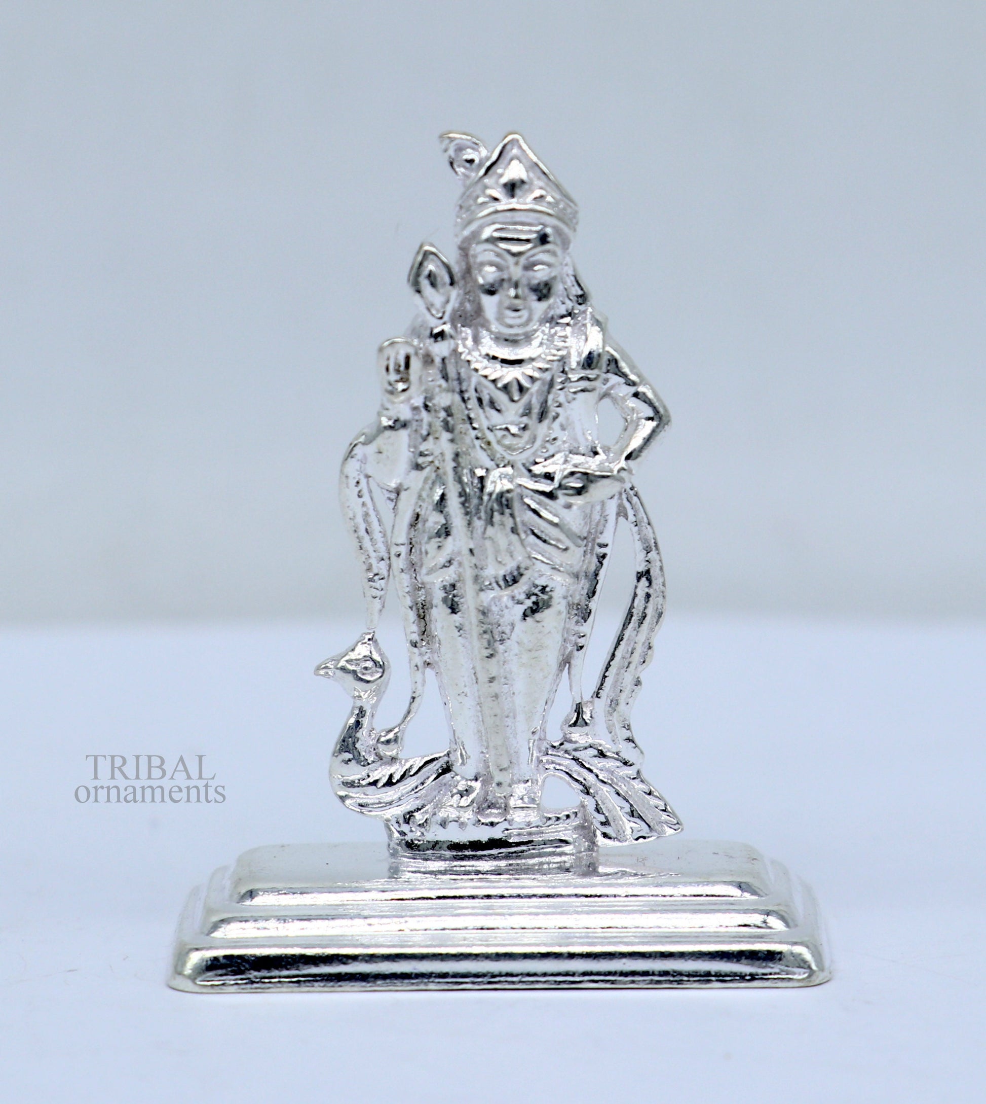 Divine lord KARTIKEYA blessing murugan statue, excellent vintage designer sterling silver handmade Puja article statue figurine art459 - TRIBAL ORNAMENTS