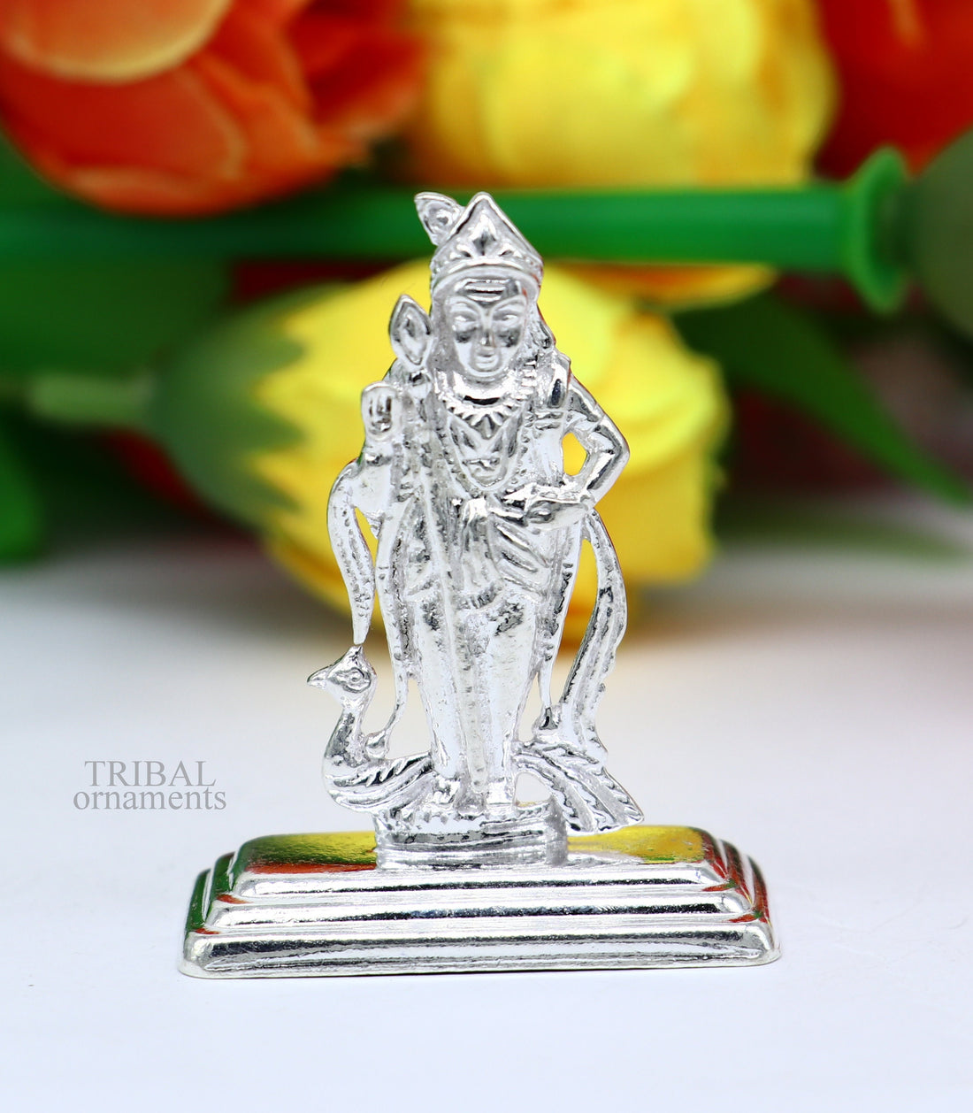 Divine lord KARTIKEYA blessing murugan statue, excellent vintage designer sterling silver handmade Puja article statue figurine art459 - TRIBAL ORNAMENTS