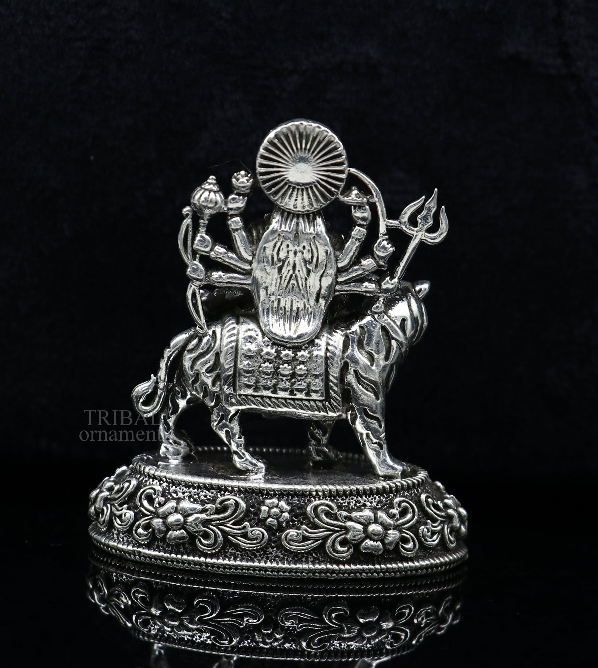 925 Sterling silver Goddess durga/bhawani maa, Pooja Articles, Silver Idols, handcrafted decorative statue sculpture amazing gifting Art488 - TRIBAL ORNAMENTS