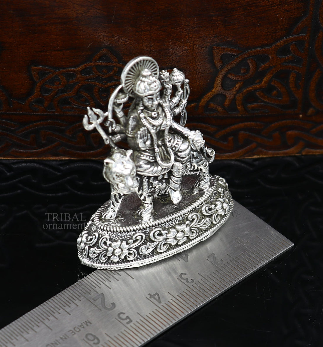 925 Sterling silver Goddess durga/bhawani maa, Pooja Articles, Silver Idols, handcrafted decorative statue sculpture amazing gifting Art488 - TRIBAL ORNAMENTS