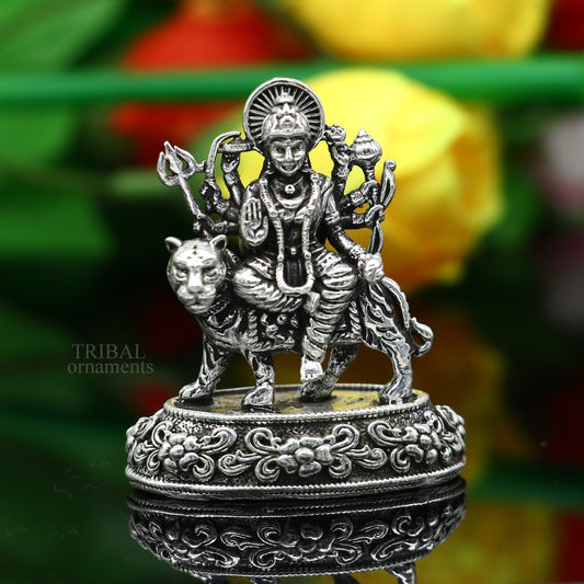 925 Sterling silver Goddess durga/bhawani maa, Pooja Articles statue, handcrafted decorative statue sculpture amazing gifting Art489 - TRIBAL ORNAMENTS