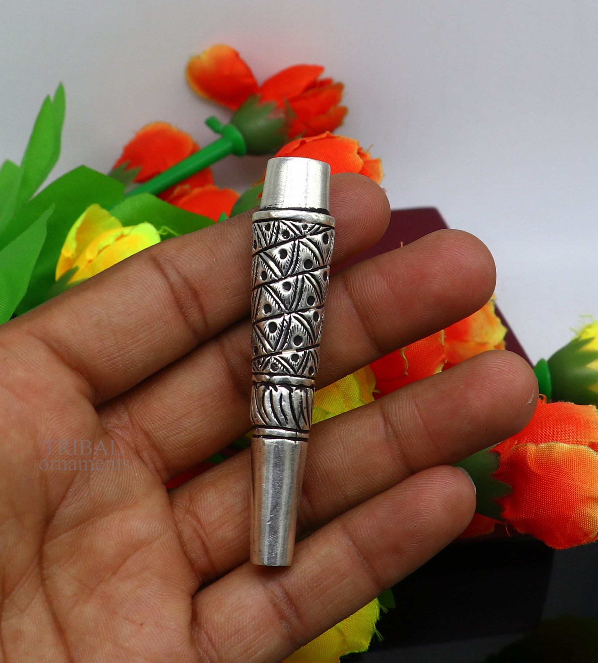 925 sterling silver handmade Nakshi, chitai work hukka/ hookah pipe, royal luxury vintage style hukah, tobacco pipe art477 - TRIBAL ORNAMENTS