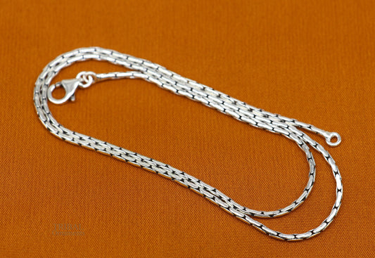 All size 925 sterling silver handmade solid fancy stylish silver beaded chain necklace baht chain best gifting jewelry from India ch151 - TRIBAL ORNAMENTS