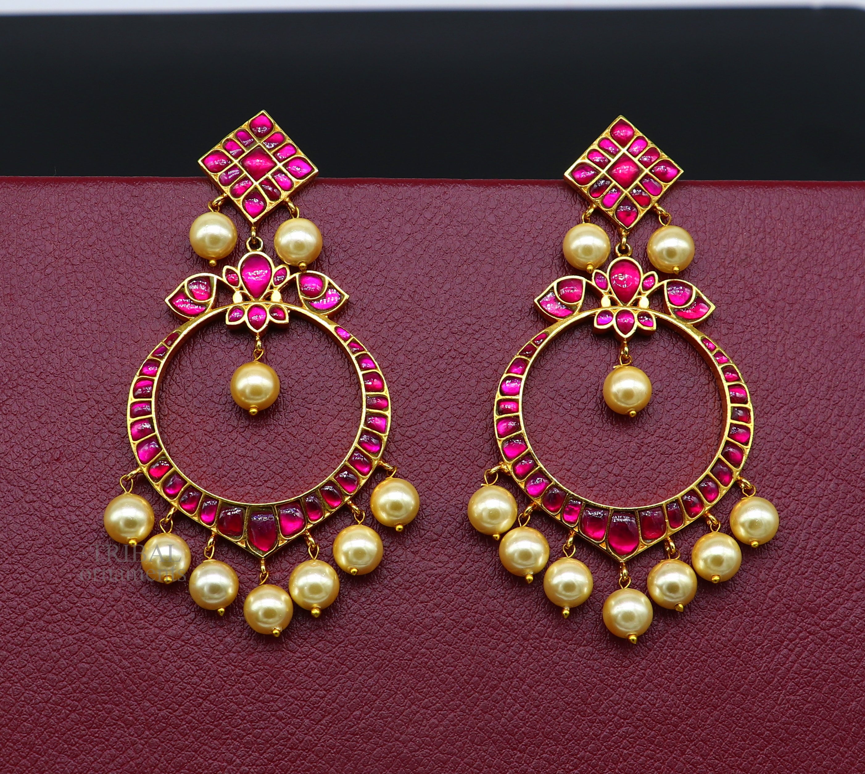 Buy Rubans Women GoldToned Pearl Studded Contemporary Lakshmi Chandbali  Earrings Online at Best Price  Distacart
