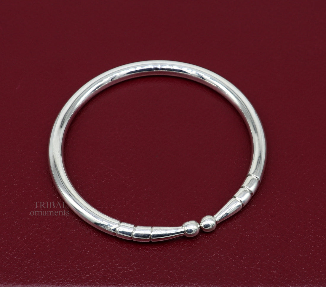 5mm 925 Solid sterling silver handmade design plain shiny bangle bracelet adjustable kada, best personalized gift for unisex nsk430 - TRIBAL ORNAMENTS