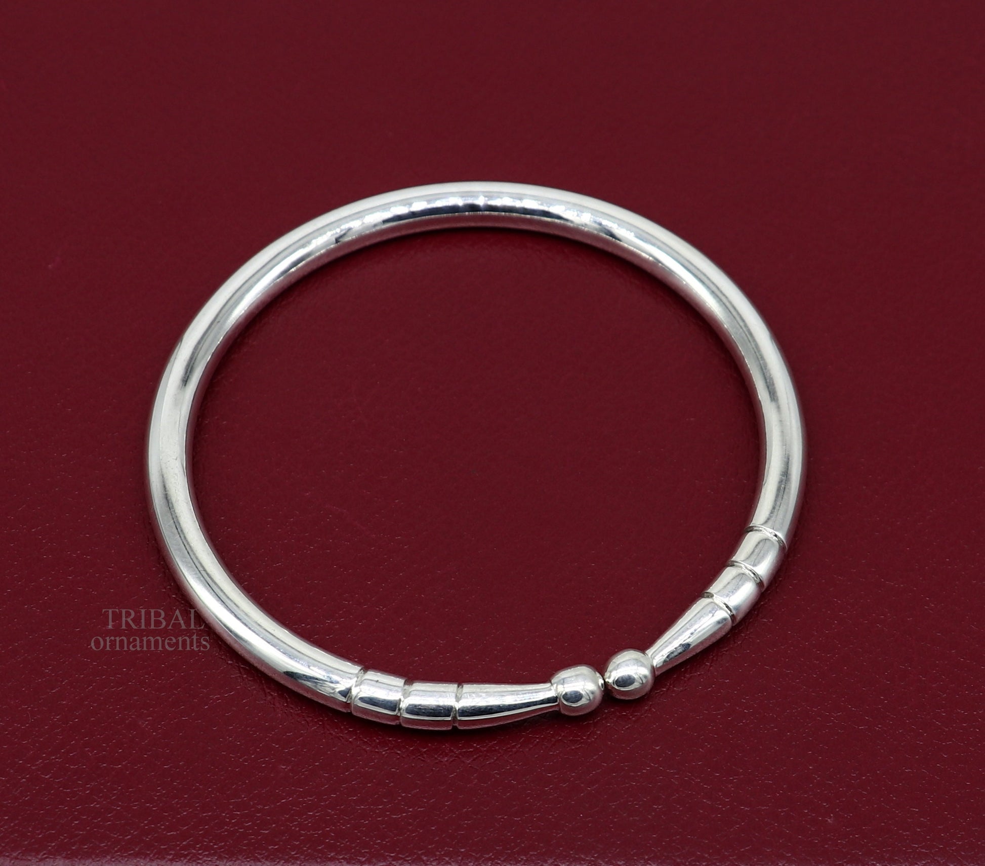 5mm 925 Solid sterling silver handmade design plain shiny bangle bracelet adjustable kada, best personalized gift for unisex nsk430 - TRIBAL ORNAMENTS