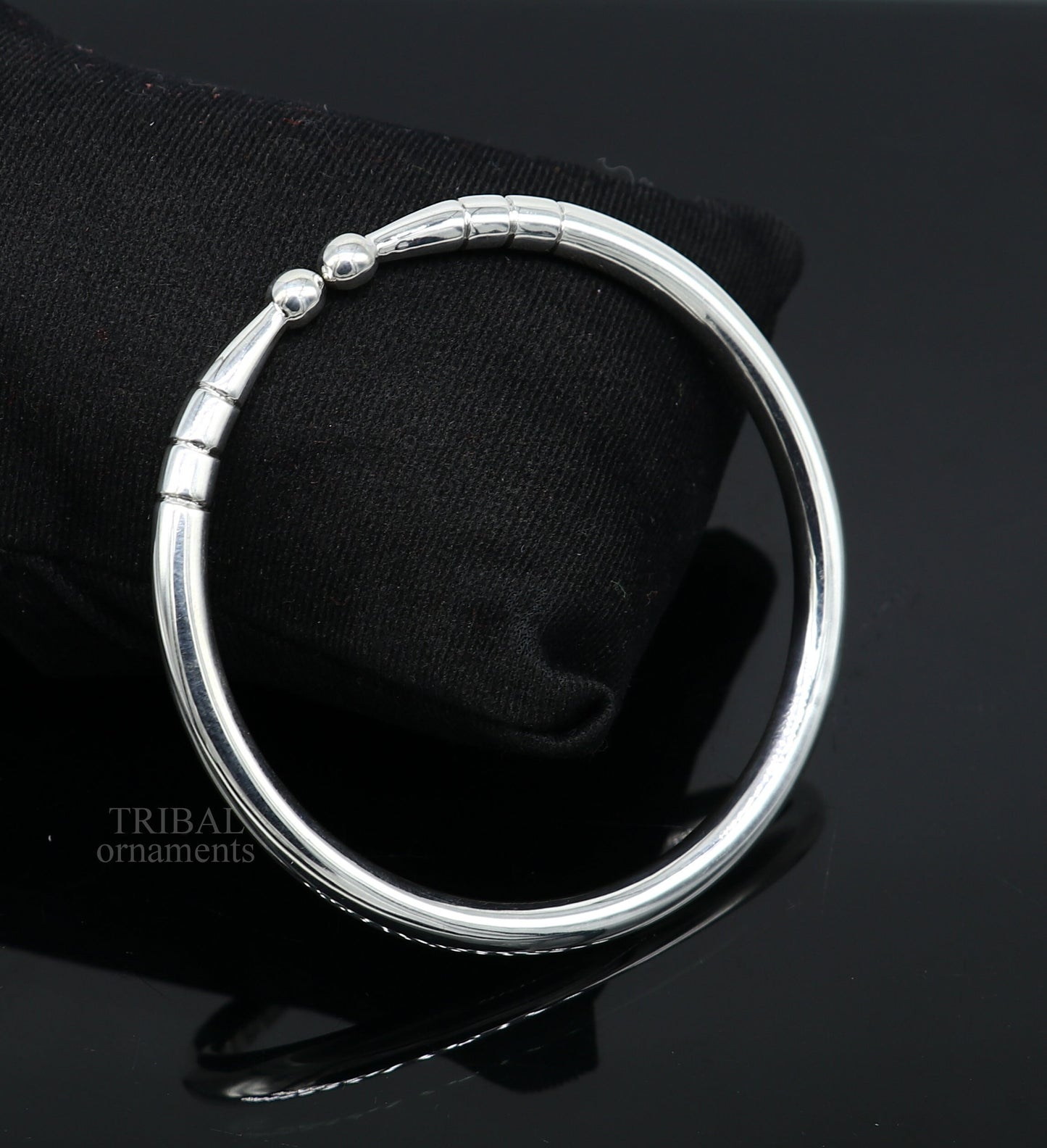 5mm 925 Solid sterling silver handmade design plain shiny bangle bracelet adjustable kada, best personalized gift for unisex nsk430 - TRIBAL ORNAMENTS