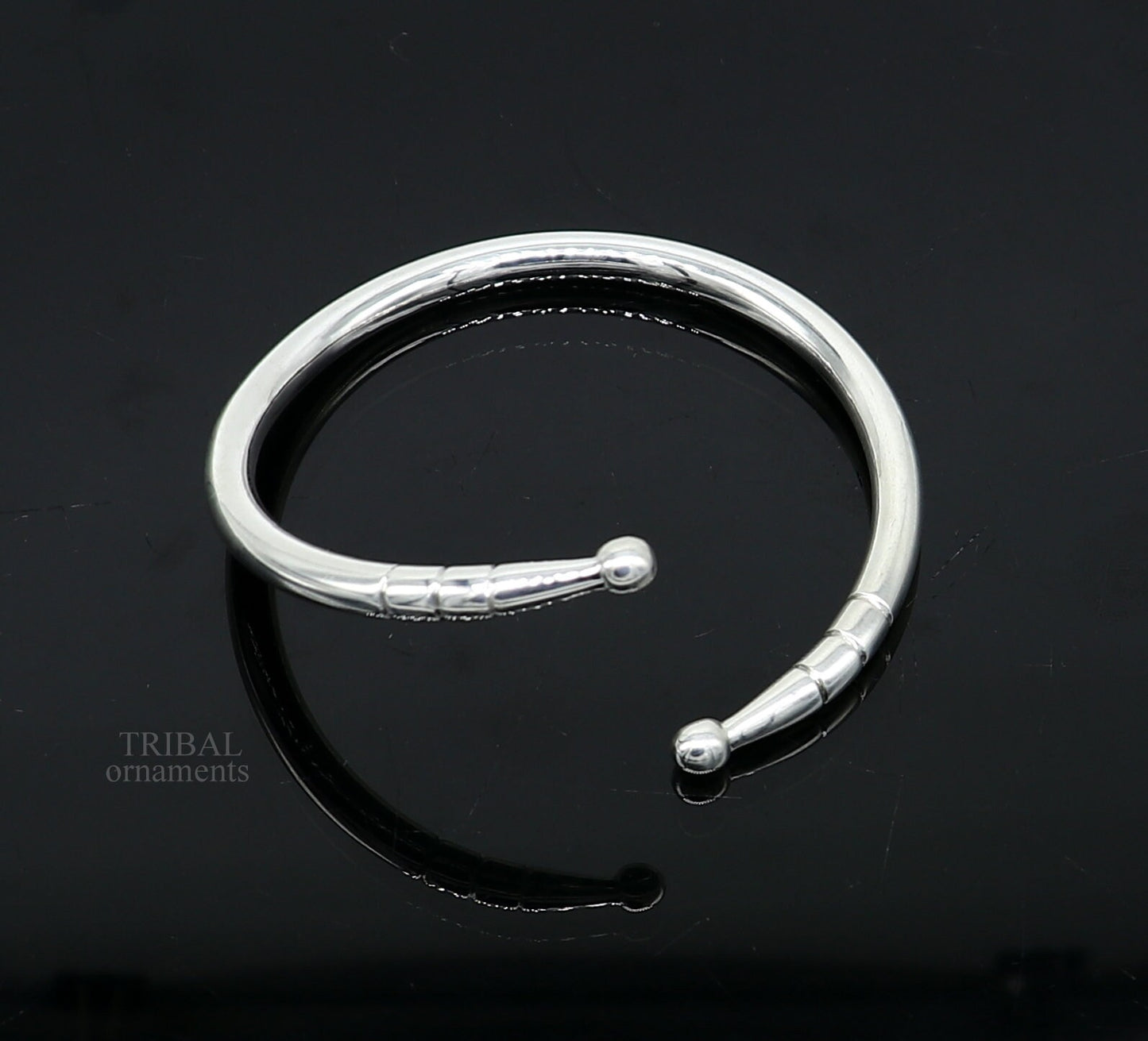 5mm 925 Solid sterling silver handmade design plain shiny bangle bracelet adjustable kada, best personalized gift for unisex nsk430 - TRIBAL ORNAMENTS