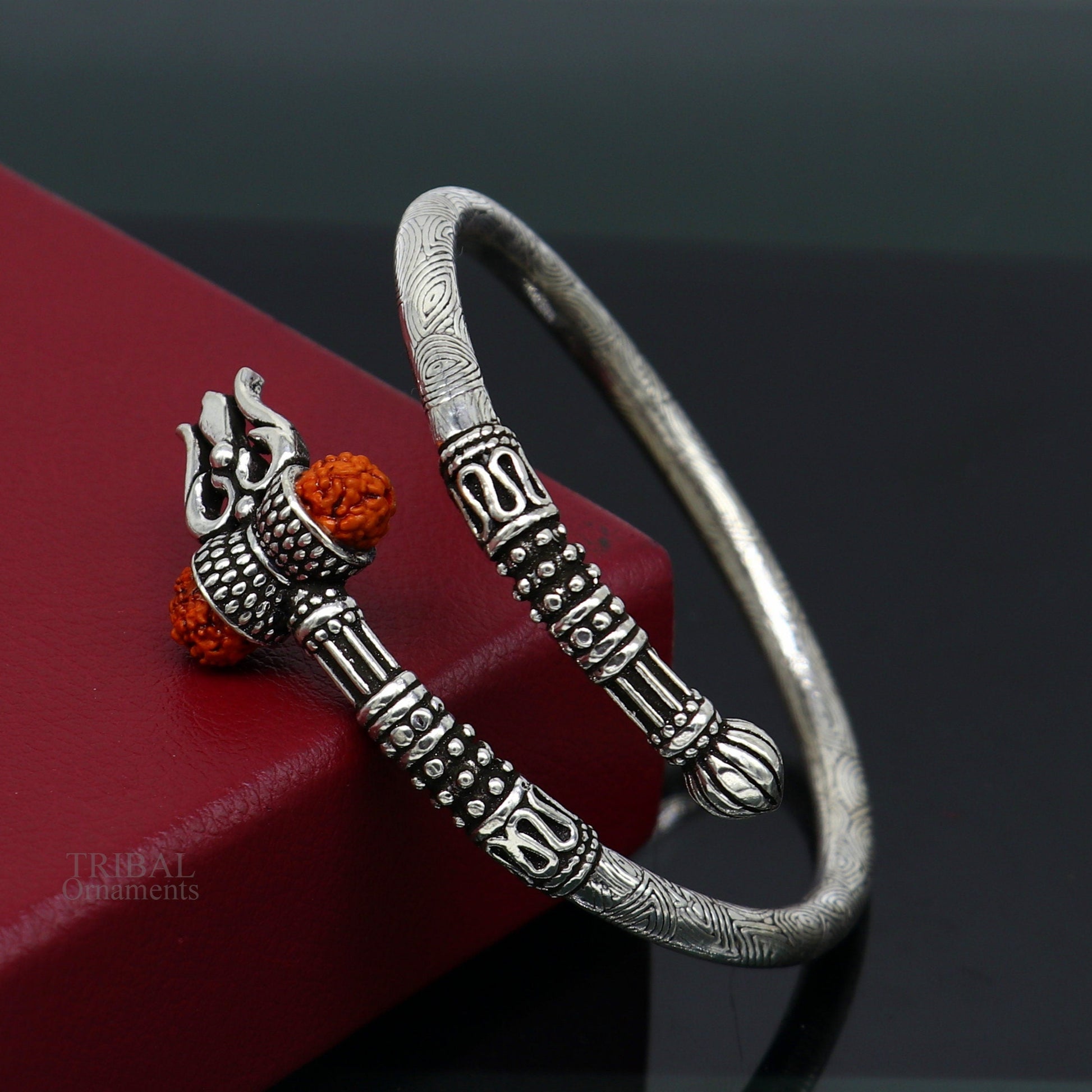 925 sterling silver idol shiva trident or trishul bangle, pretty customized Babubali bangle kada bracelet unisex designer jewelry nssk668 - TRIBAL ORNAMENTS