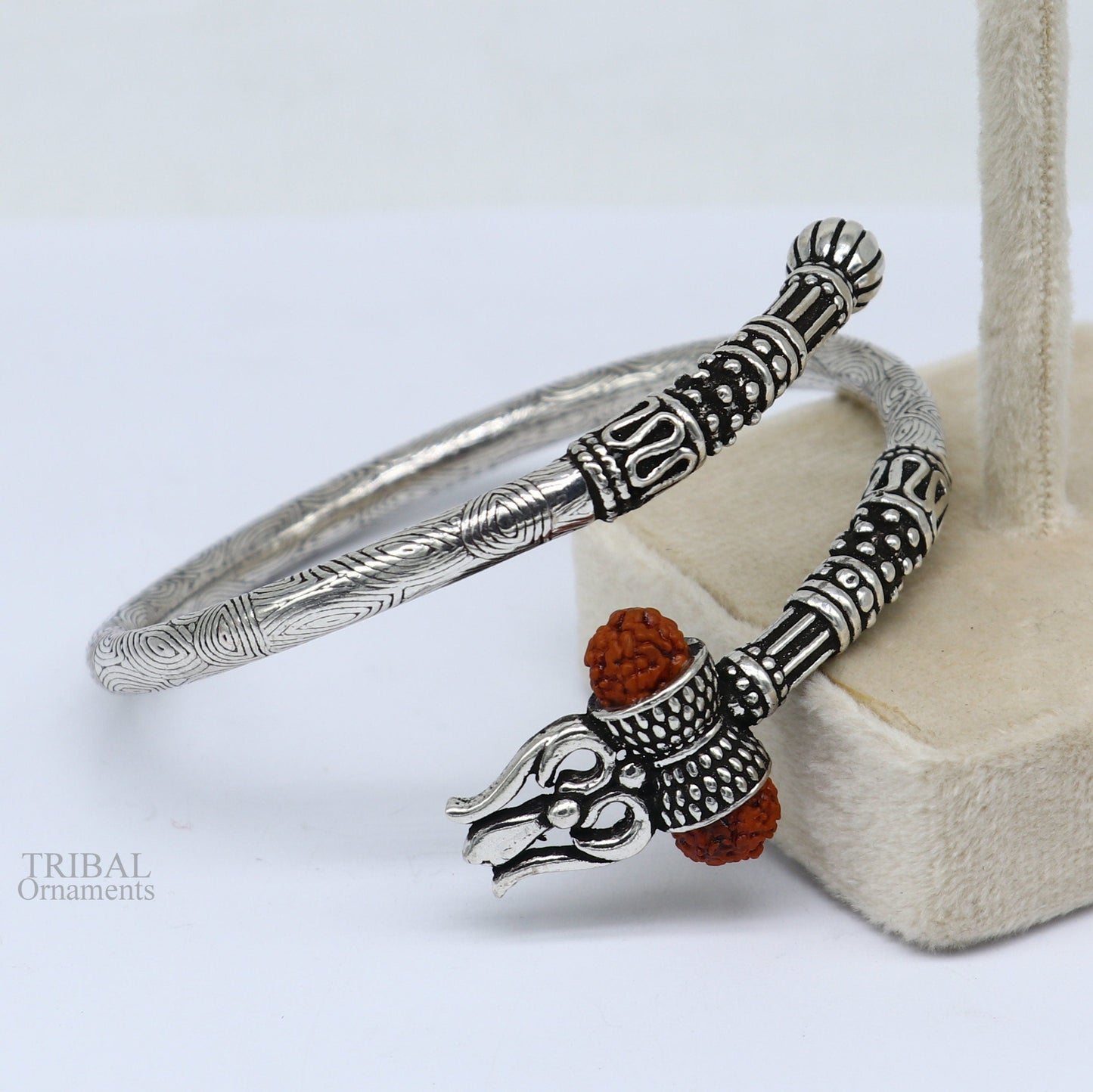 925 sterling silver idol shiva trident or trishul bangle, pretty customized Babubali bangle kada bracelet unisex designer jewelry nssk668 - TRIBAL ORNAMENTS