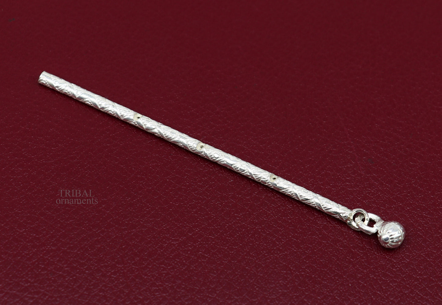 8 cm long  sterling silver handmade idol krishna flute, silver bansuri, laddu gopala flute, little krishna flute puja art su658 - TRIBAL ORNAMENTS