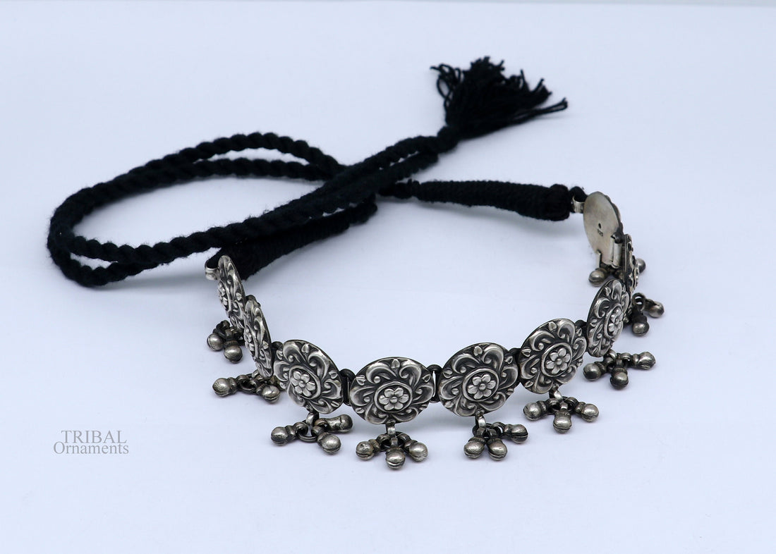 925 sterling silver handmade Rajasthani traditional stylish fit neck luxury necklace choker, best belly dance Guttapusalu necklace set307 - TRIBAL ORNAMENTS