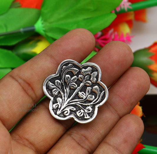 925 Sterling silver handmade gorgeous flower design chitai work adjustable rings band fabulous tribal temple ring band, charm ring ring492 - TRIBAL ORNAMENTS