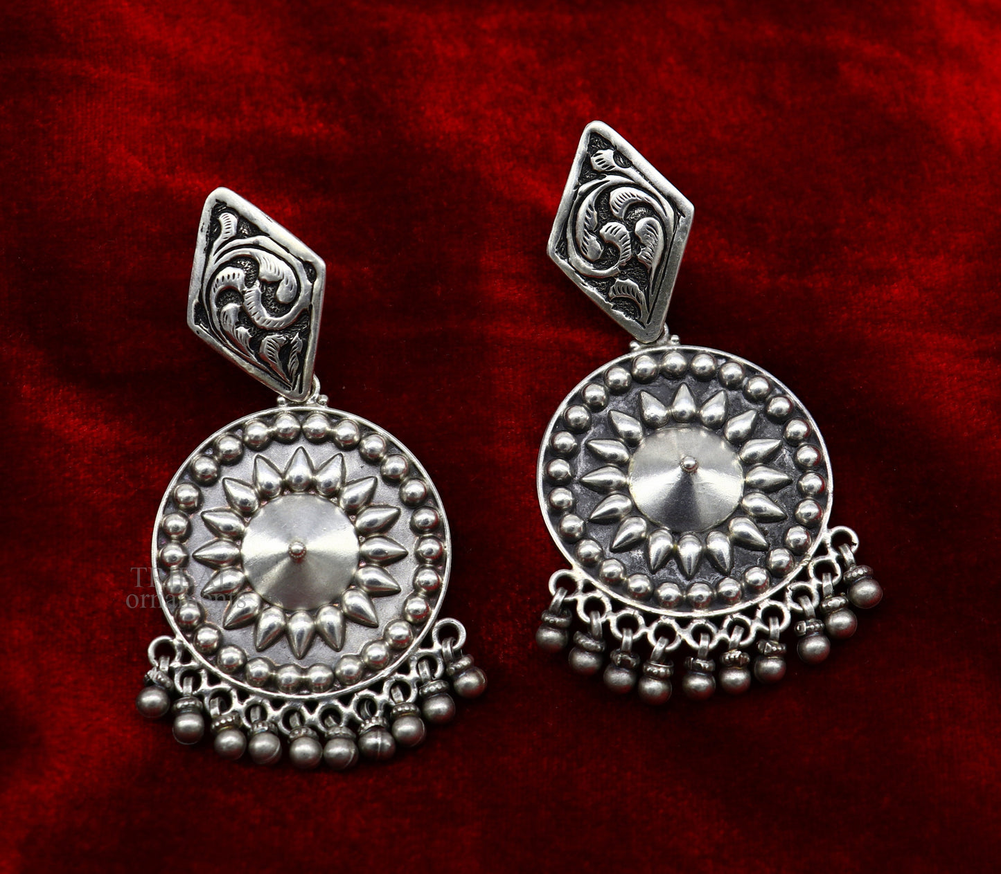 925 Sterling silver handmade flower design stud earrings hanging drops, excellent customized penalized bridesmaid girls jewelry ear1092 - TRIBAL ORNAMENTS