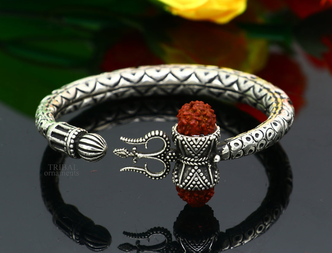 Wonderful handmade work 925 sterling silver trident kada, trishul kada, bahubali kada bangle bracelet for both men's and girl's nsk460 - TRIBAL ORNAMENTS