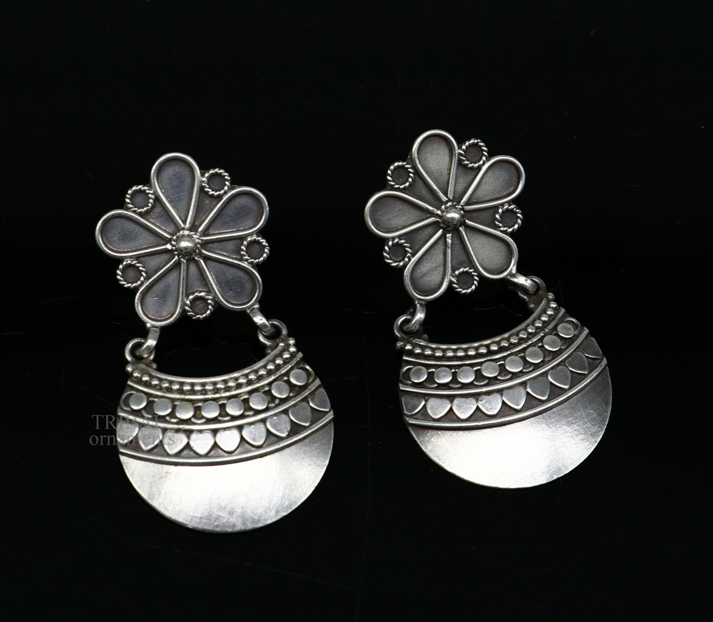 925 sterling silver handmade vintage kalash design floral stud earring attractive gifting jewelry, tribal earring drop dangle ear1102 - TRIBAL ORNAMENTS