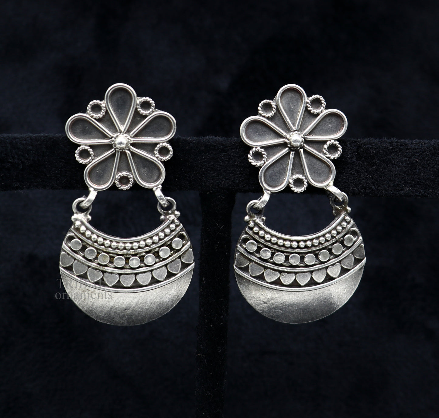 925 sterling silver handmade vintage kalash design floral stud earring attractive gifting jewelry, tribal earring drop dangle ear1102 - TRIBAL ORNAMENTS