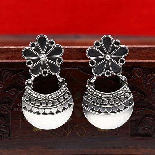 925 sterling silver handmade vintage kalash design floral stud earring attractive gifting jewelry, tribal earring drop dangle ear1102 - TRIBAL ORNAMENTS