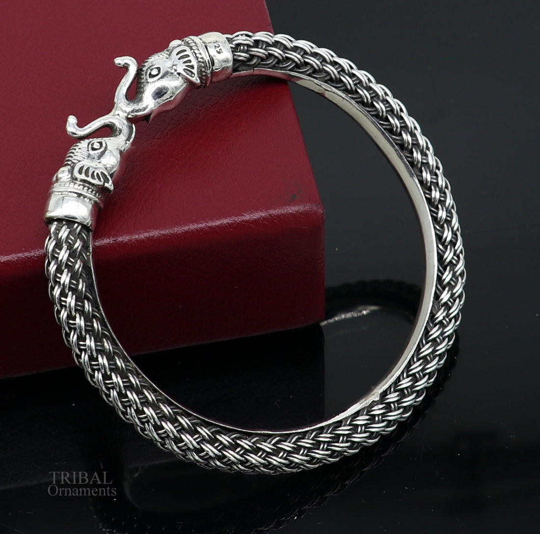 All size 925 sterling silver handmade vintage design stylish elephant face bangle bracelet kada,amazing jewelry from india nsk434 - TRIBAL ORNAMENTS