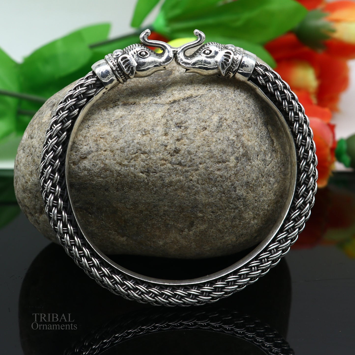 All size 925 sterling silver handmade vintage design stylish elephant face bangle bracelet kada,amazing jewelry from india nsk434 - TRIBAL ORNAMENTS