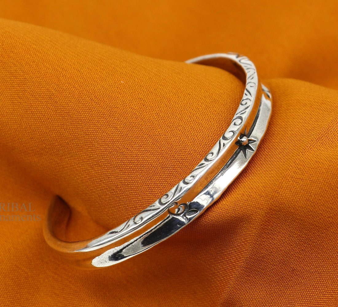 925 sterling silver handmade exclusive vintage design cuff bracelet bangle kada, best unisex stylish fancy gifting jewelry cuff119 - TRIBAL ORNAMENTS