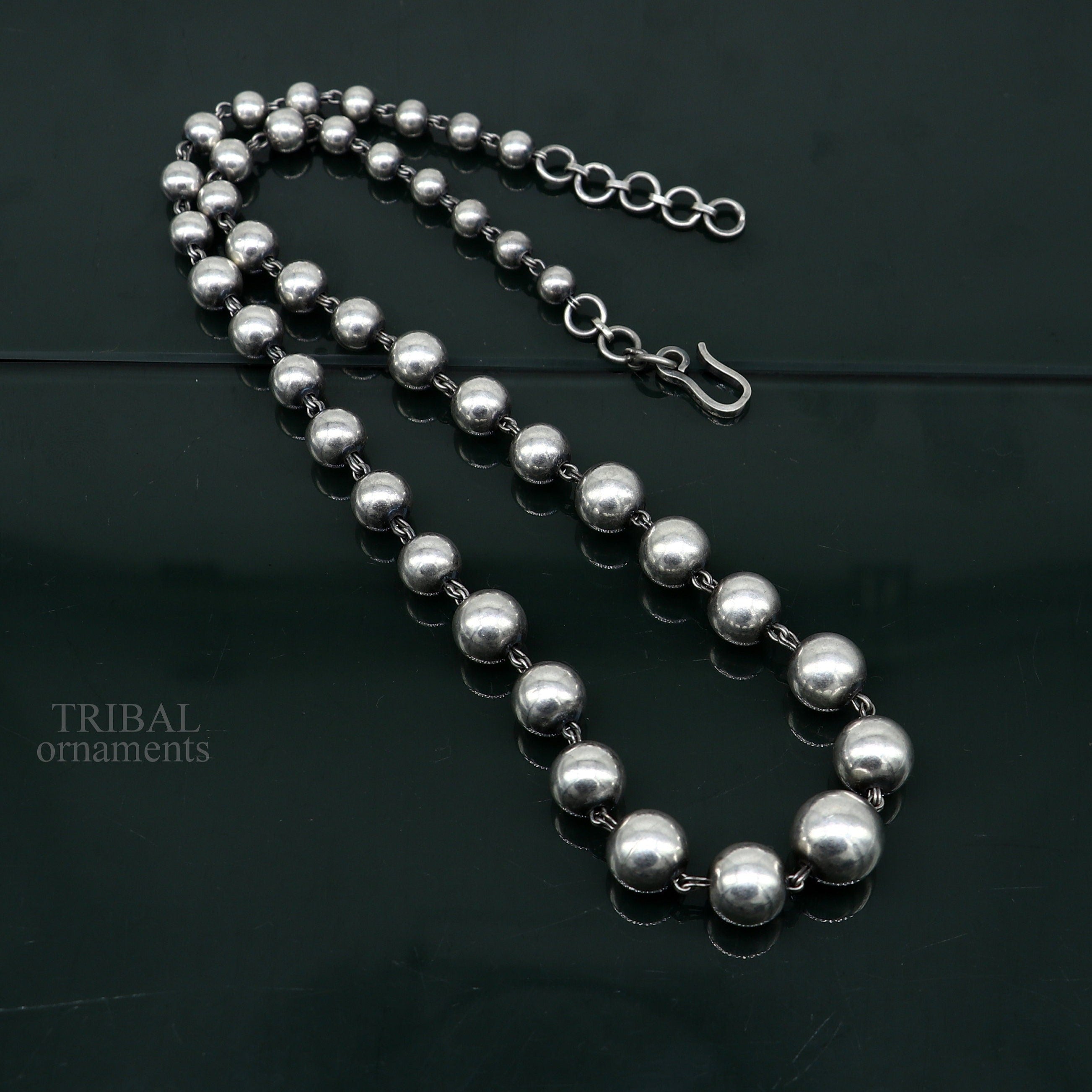Buy 10mm Sterling Silver Bead Necklace, 10mm Silver Bead Necklace Strand,  10mm Large Round Ball Bead Necklace Online in India - Etsy
