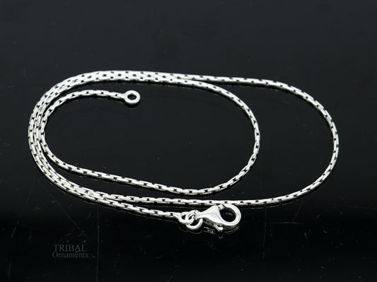 All size 1mm 925 sterling silver handmade solid fancy stylish silver chain necklace baht chain best gifting jewelry from India ch152 - TRIBAL ORNAMENTS