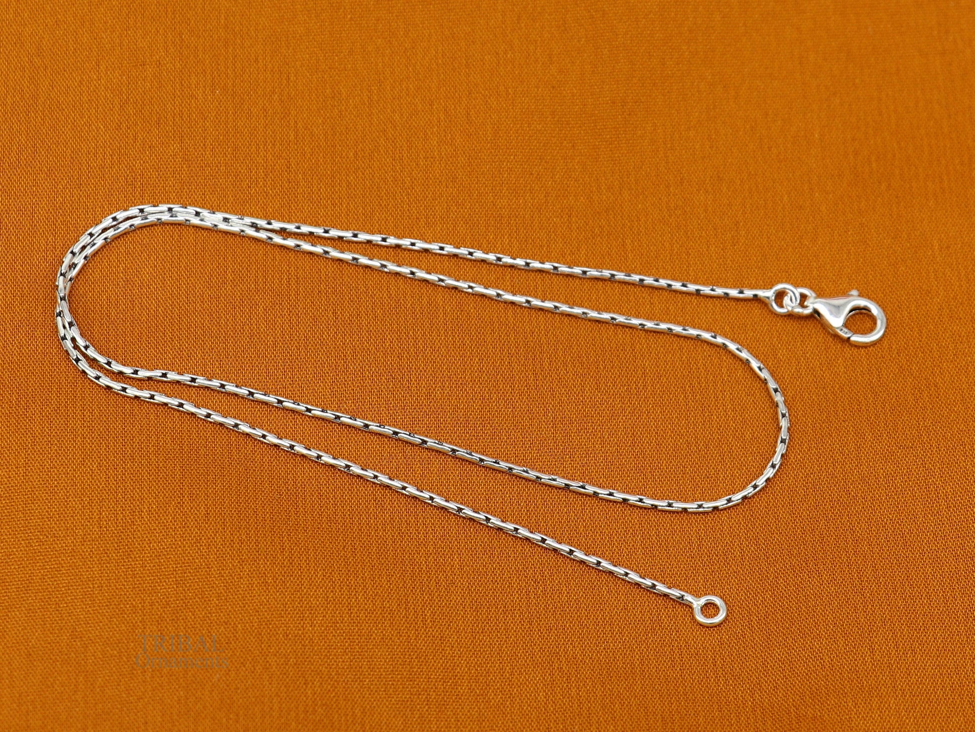 All size 1mm 925 sterling silver handmade solid fancy stylish silver chain necklace baht chain best gifting jewelry from India ch152 - TRIBAL ORNAMENTS