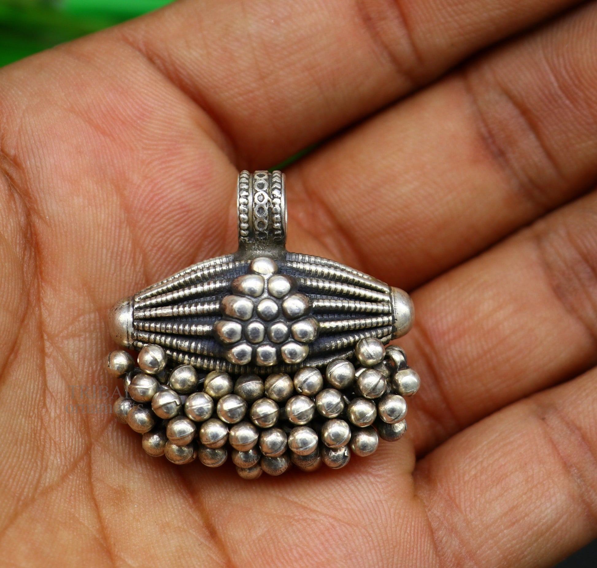 925 sterling silver handmade pendant locket vintage amulet design amulet pendant with gorgeous hanging drops tribal ethnic jewelry ssp1528 - TRIBAL ORNAMENTS