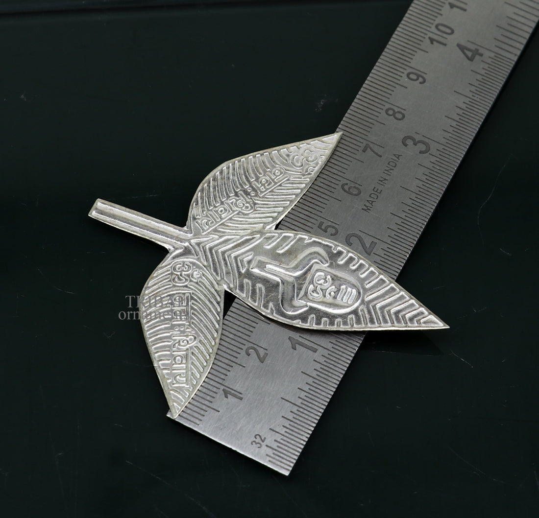 3" Lord Shiva bel Patra Solid silver handmade solid belva patra, shiva worshipping/ puja article, bel tree leaves for puja su674 - TRIBAL ORNAMENTS