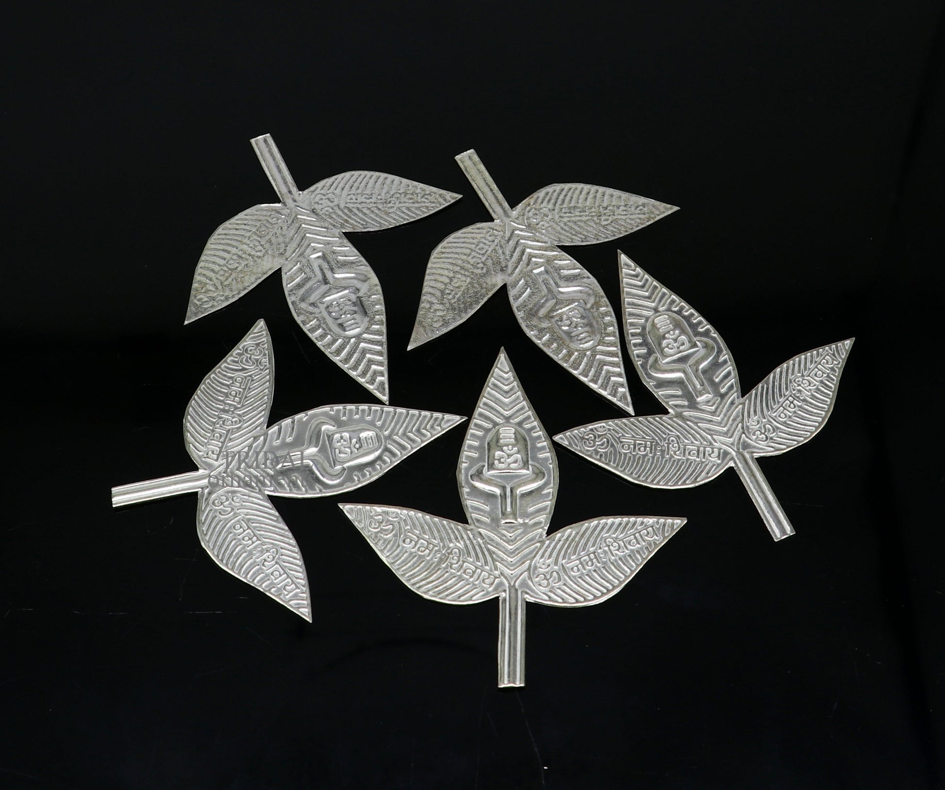 6.5cm Lord Shiva bel Patra Solid silver handmade solid belva patra, shiva worshipping/ puja article, bel tree leaves for puja su675 - TRIBAL ORNAMENTS