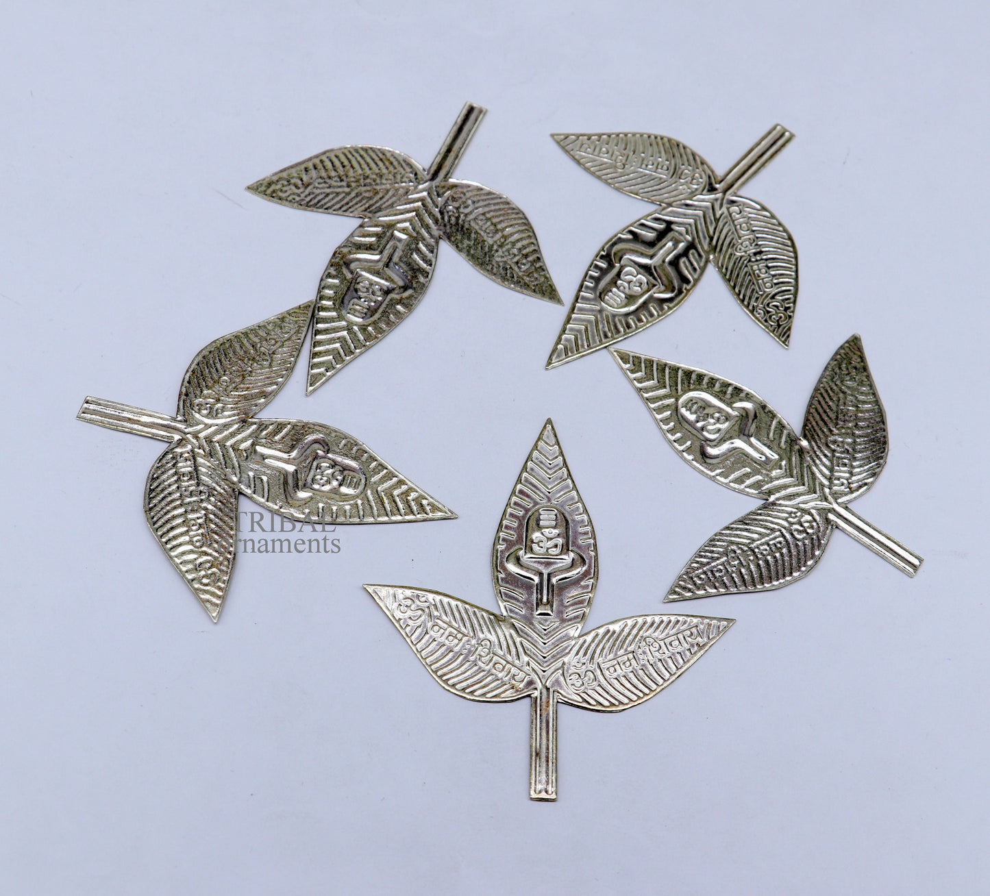 6.5cm Lord Shiva bel Patra Solid silver handmade solid belva patra, shiva worshipping/ puja article, bel tree leaves for puja su675 - TRIBAL ORNAMENTS