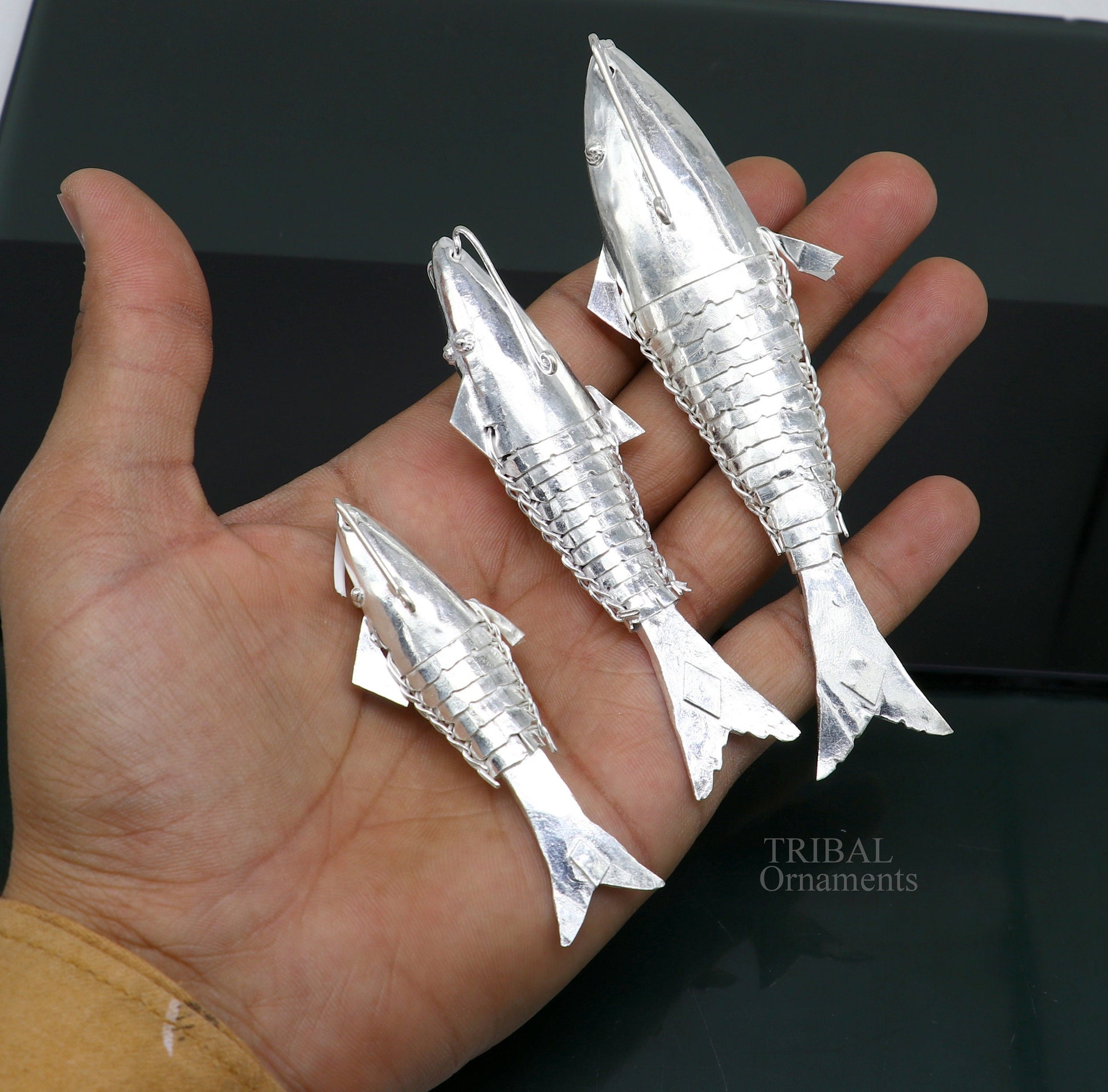 Solid silver handmade silver fish, Lord vishnu avatar Matsya, Silver Puja Fish For Prosperity And Good Luck, best collectible art su676 - TRIBAL ORNAMENTS