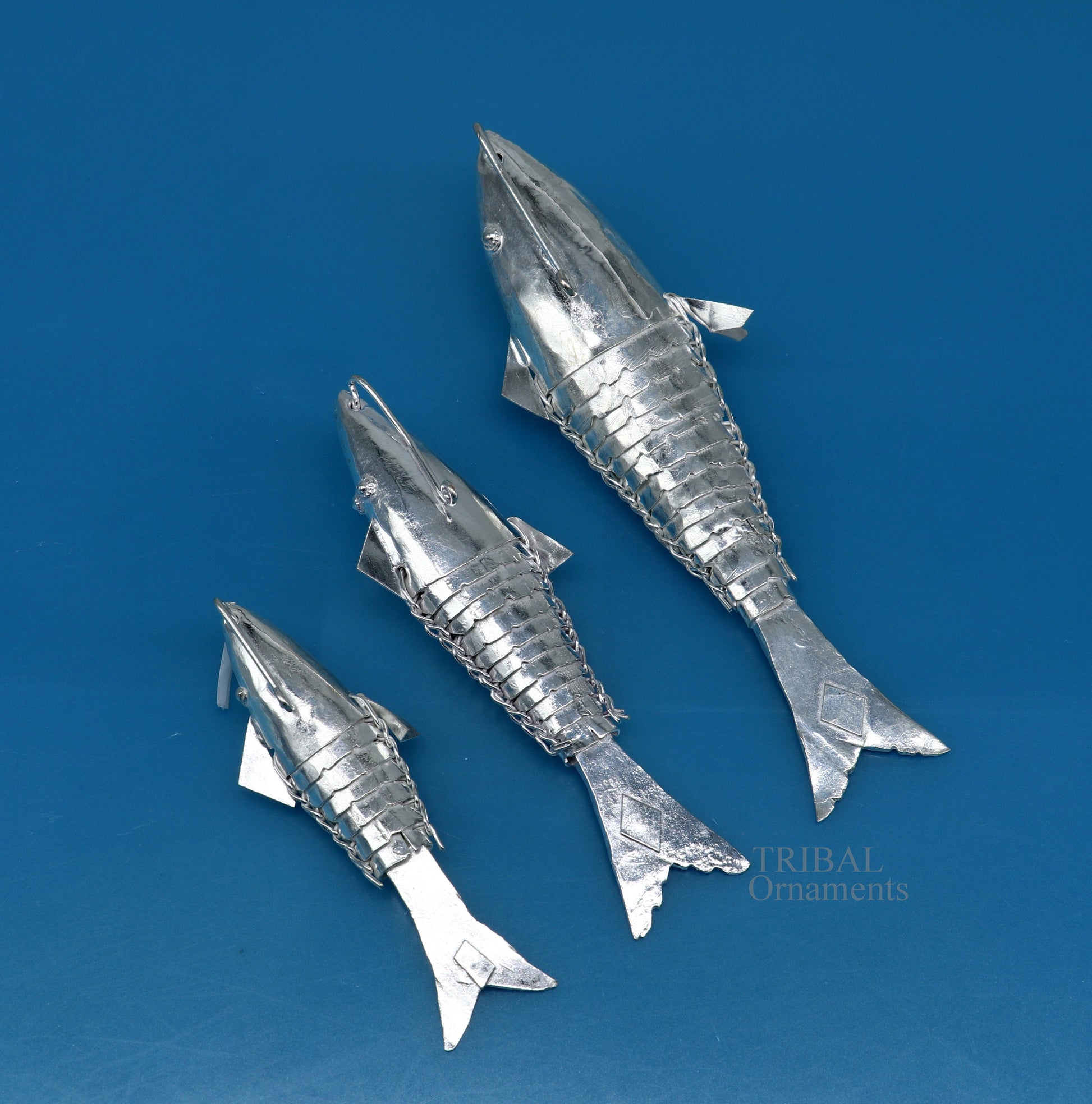 Solid silver handmade silver fish, Lord vishnu avatar Matsya, Silver Puja Fish For Prosperity And Good Luck, best collectible art su676 - TRIBAL ORNAMENTS