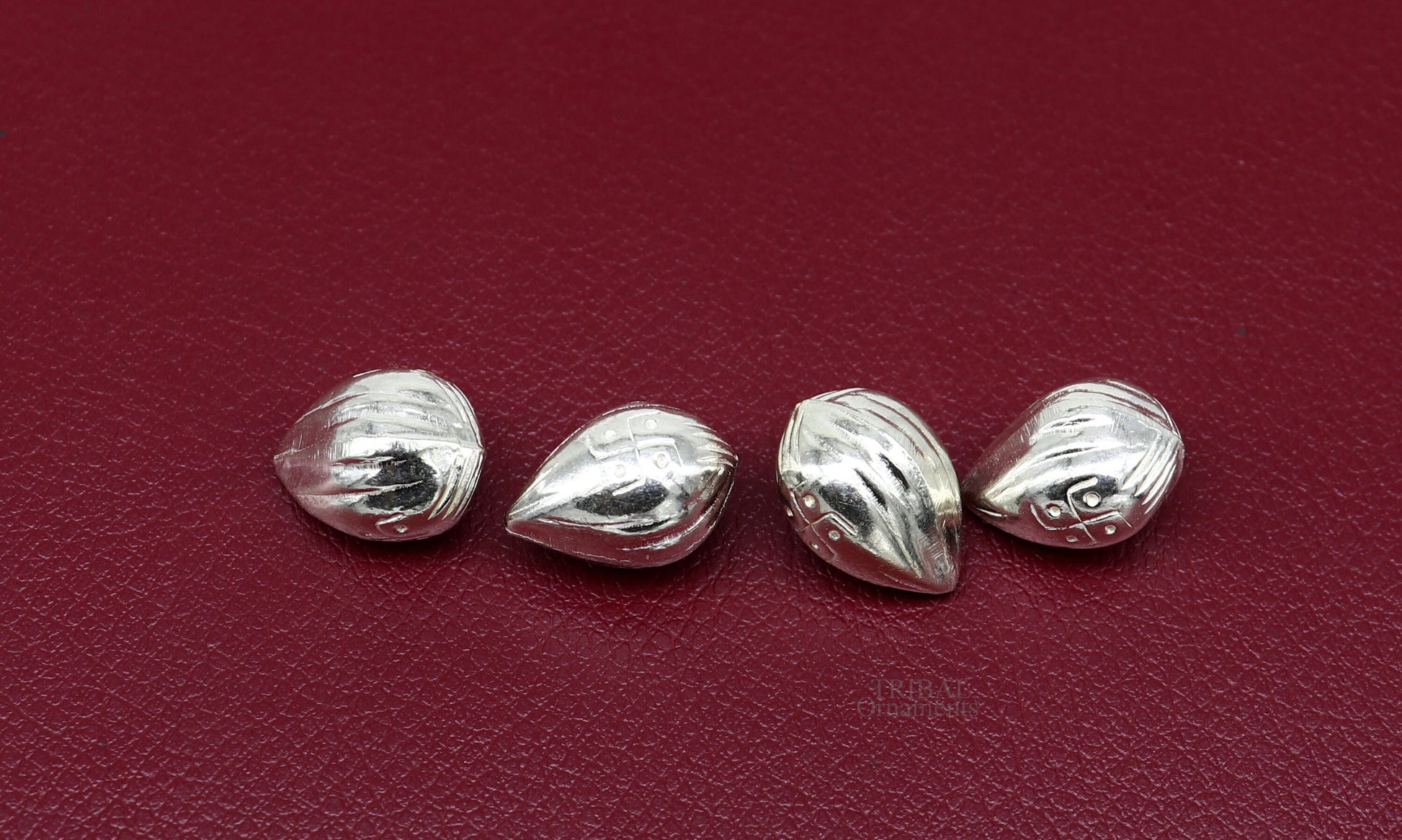 Lot 4 pieces Sterling silver handmade betal palm tree seed , silver Supari, puja article, silver betel worshipping art utensils  su684 - TRIBAL ORNAMENTS