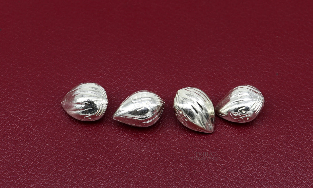 Lot 4 pieces Sterling silver handmade betal palm tree seed , silver Supari, puja article, silver betel worshipping art utensils  su684 - TRIBAL ORNAMENTS