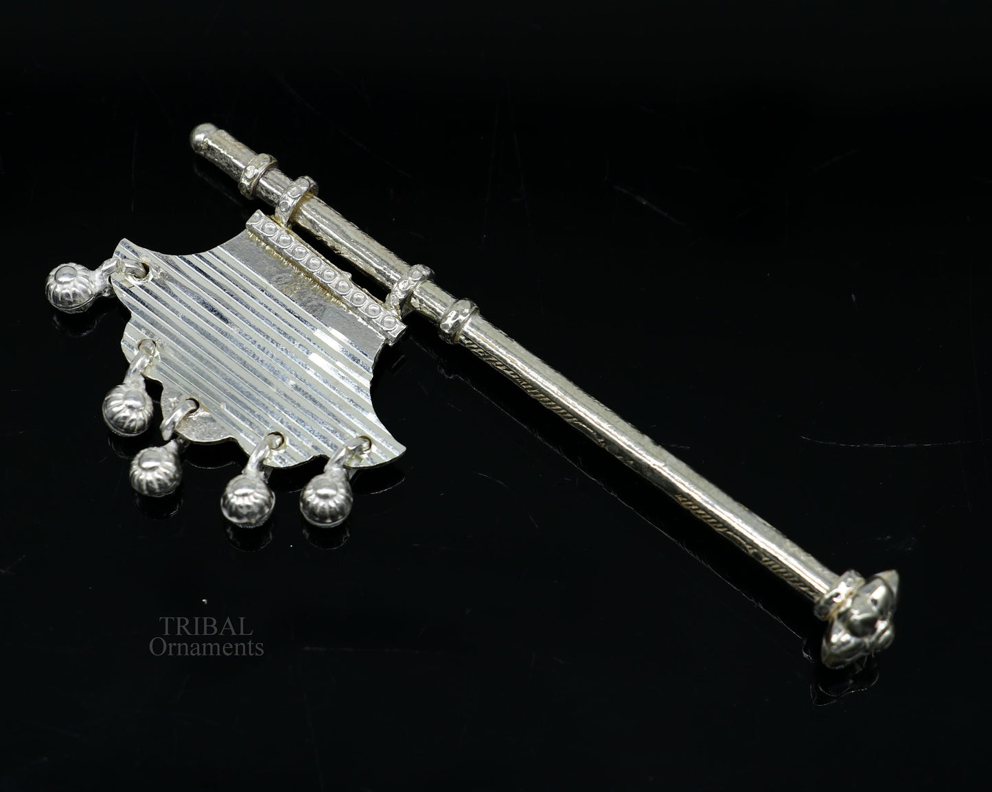 925 sterling silver pankhi, small fan or pankhi for god puja, best gifting to laddu gopala krishna, silver hand fan puja article su689 - TRIBAL ORNAMENTS